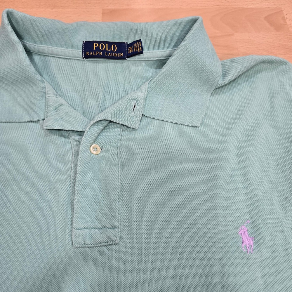 Polo Ralph Lauren 2XLT Mint Green Polo Shirt Classic Fit Tall Lilac Pony Logo
